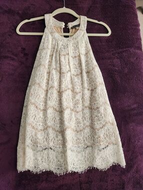 Cream Lace High Neck Top